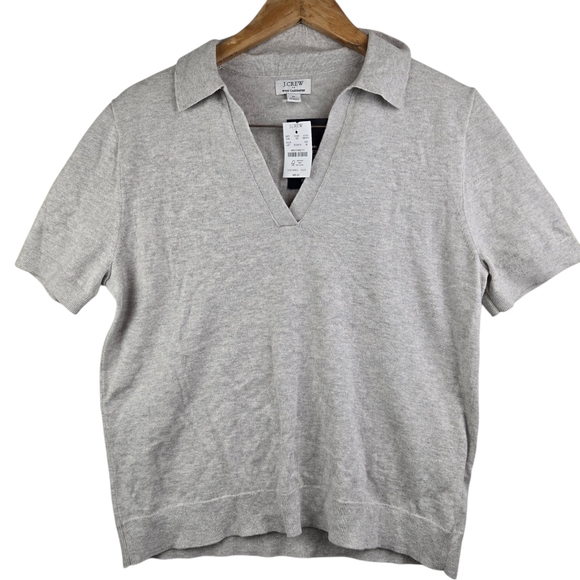 J. Crew Sweaters - J. Crew Outlet Sz M Gray Short-sleeve cotton-cashmere-blend sweater-polo